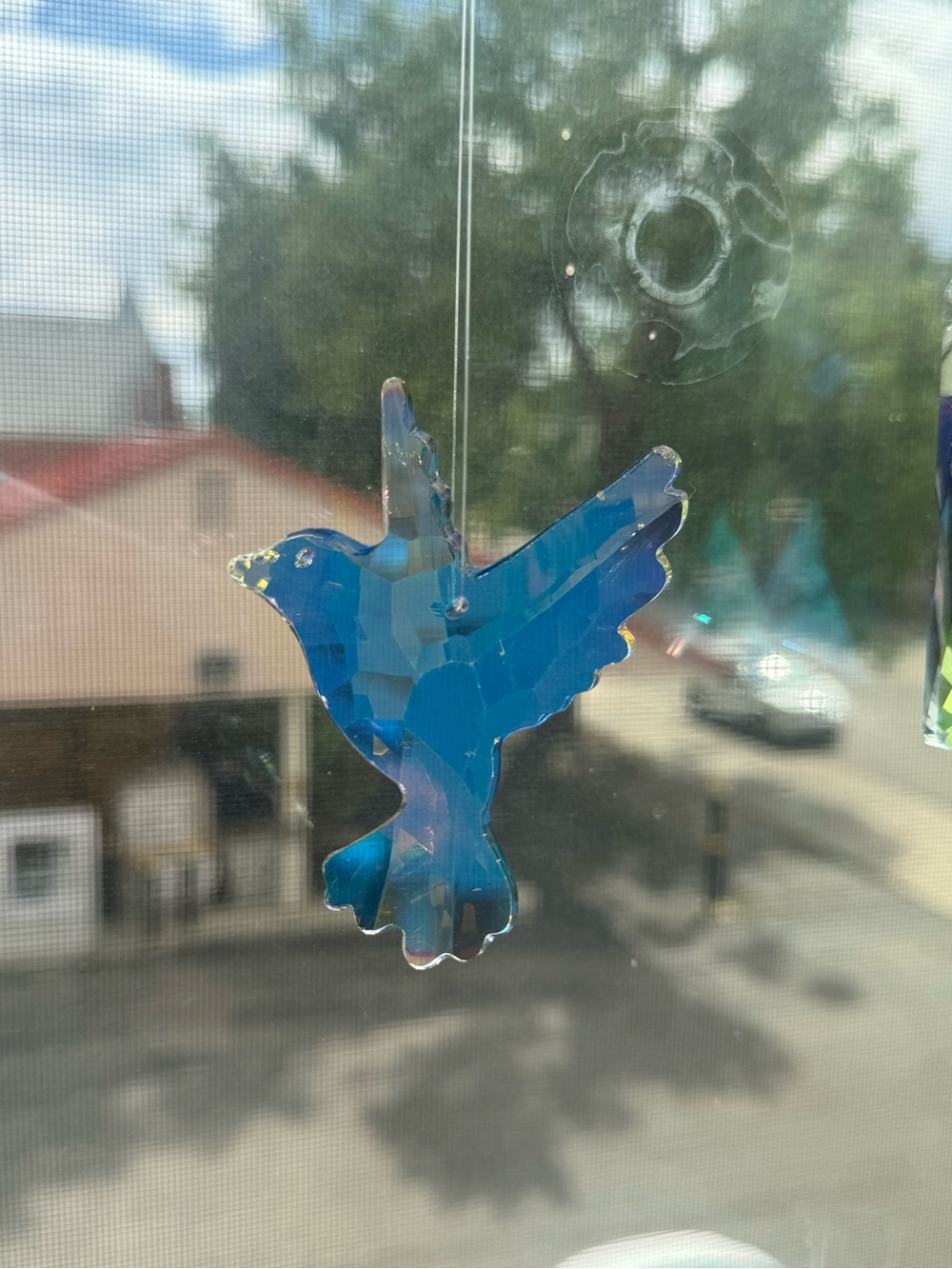 Blue Crystal Bird Suncatcher Hanging Window Decor